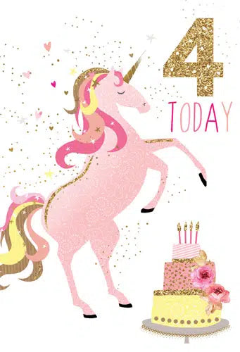 4th Birthday Card - Unicorn