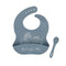 All4Ella - Silicone Bib with Spoon - Boats Slate Blue