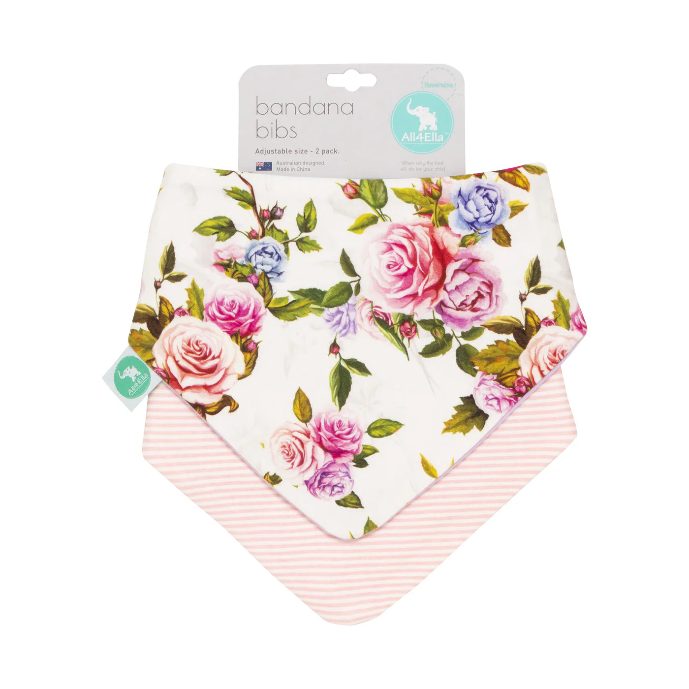 Bandana Bibs Reversible 2pk - Rose