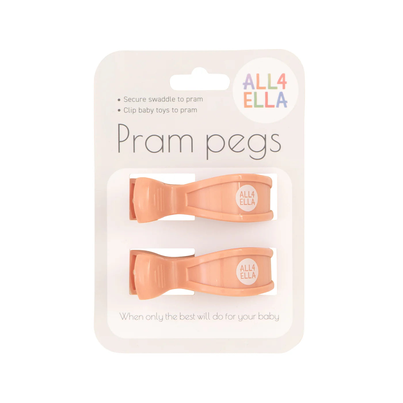 2 Pack Pram Pegs - Peach