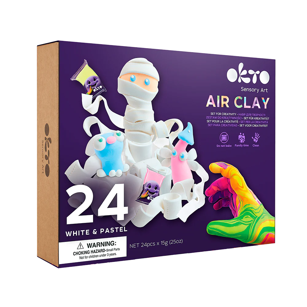 Sensory Art - 24 Colours Air Clay Creativity Set - White and Pastel