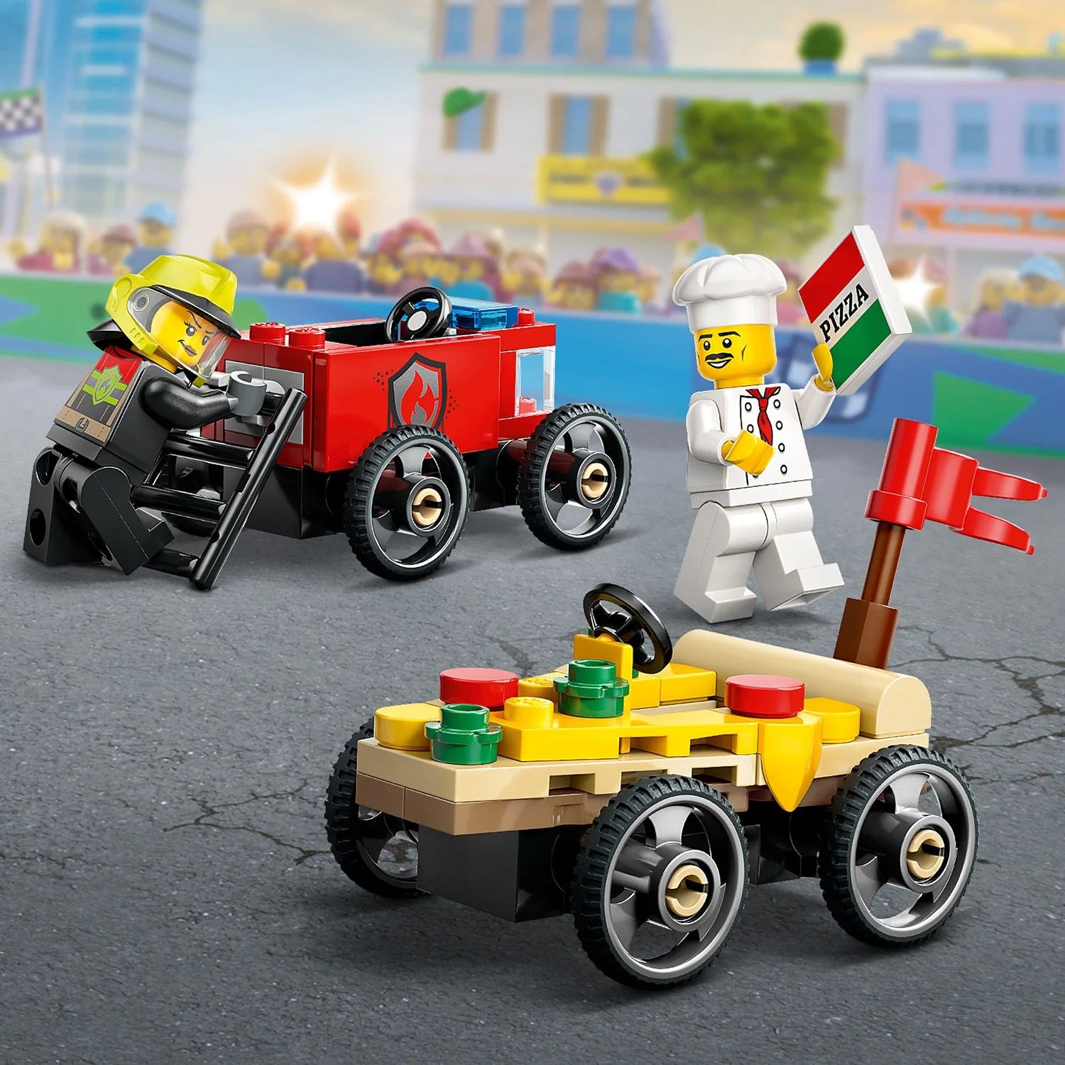 City Pizza vs. Fire Truck Race Car Pack (60458)