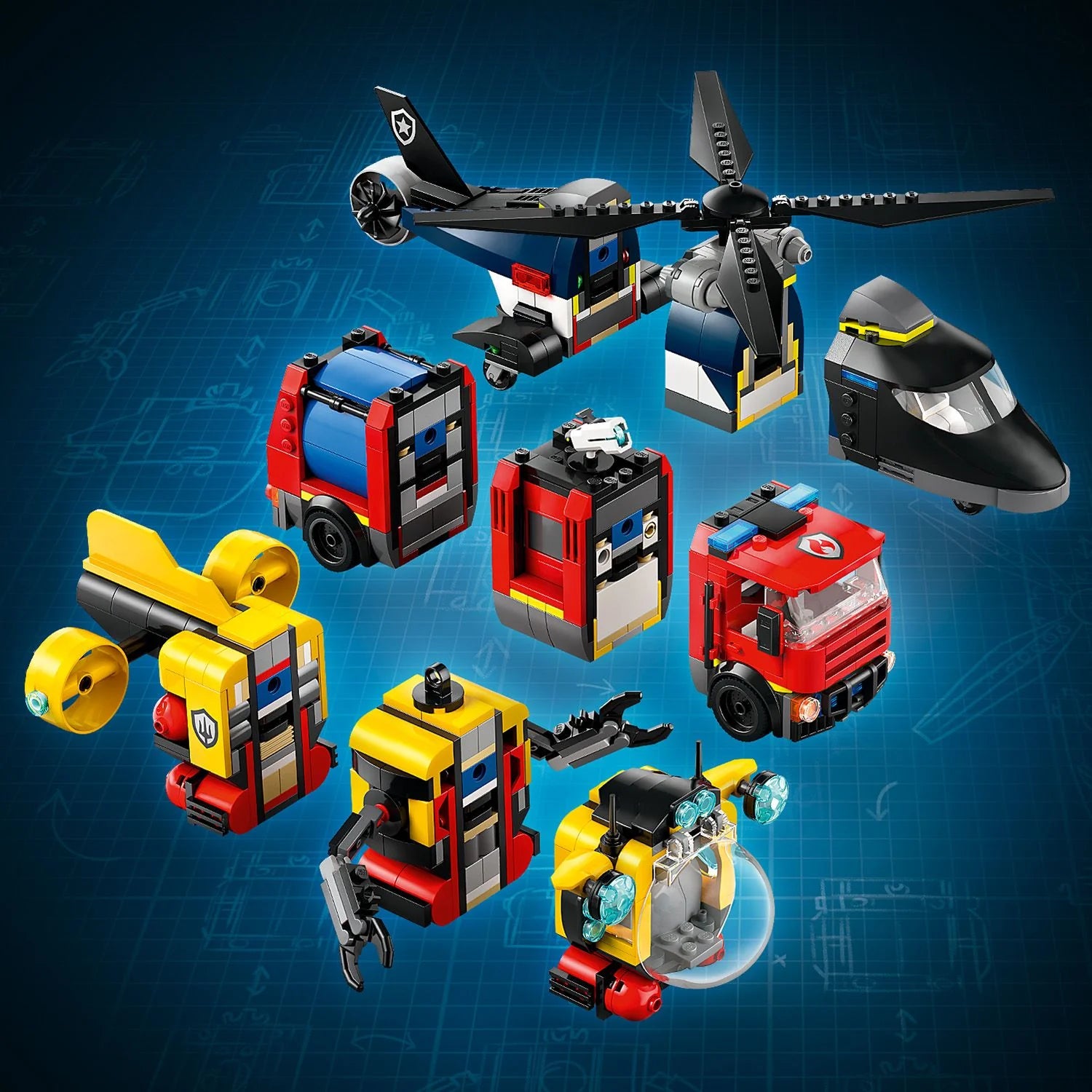 City Helicopter, Fire Truck & Submarine Remix (60462)