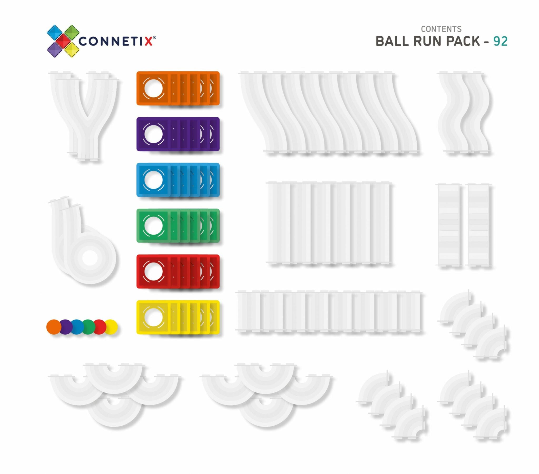 Connetix 92 Piece Rainbow Ball Run Pack