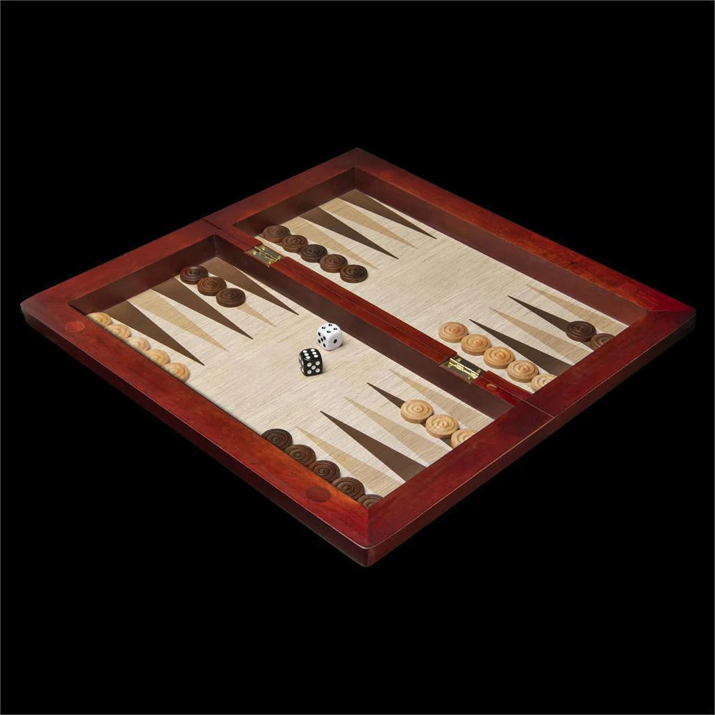 Classic Games Deluxe Wooden Backgammon, Chess & Checkers