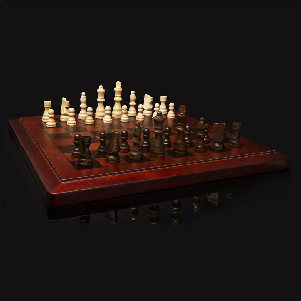 Classic Games Deluxe Wooden Backgammon, Chess & Checkers