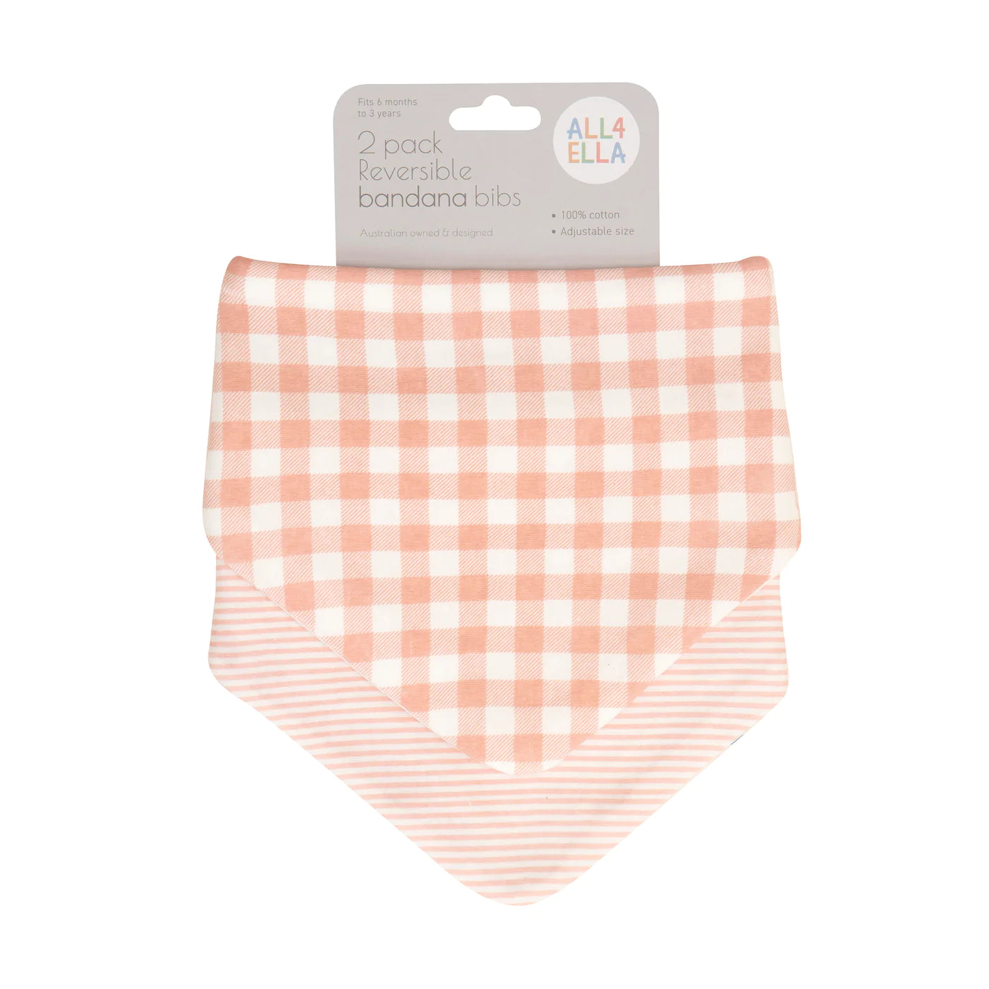 Bandana Bibs Reversible 2pk - Gingham Strawberry