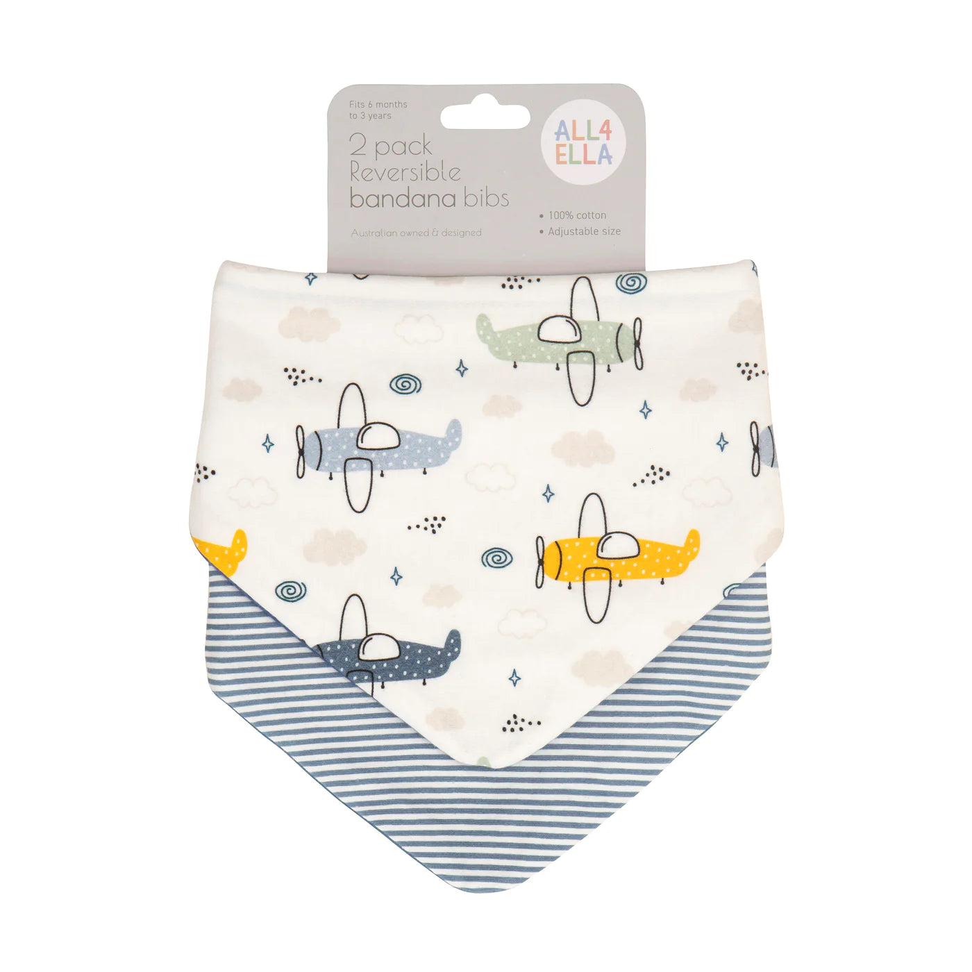 Bandana Bibs Reversible 2pk - Planes