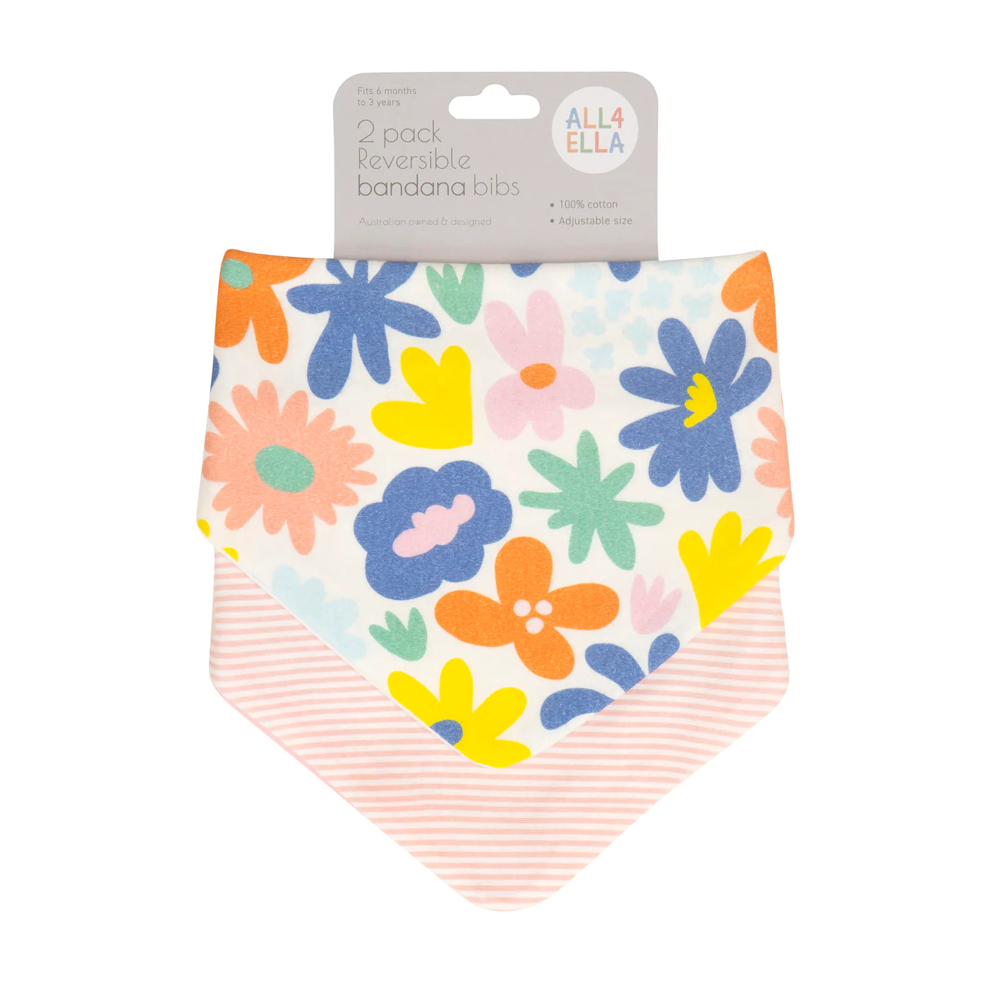 Bandana Bibs Reversible 2pk - Bright Floral