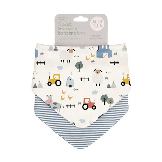 Bandana Bibs Reversible 2pk - Barnyard