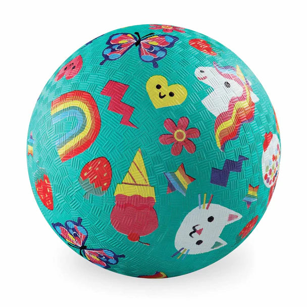 7 inch Playground Ball - Smiley Aqua