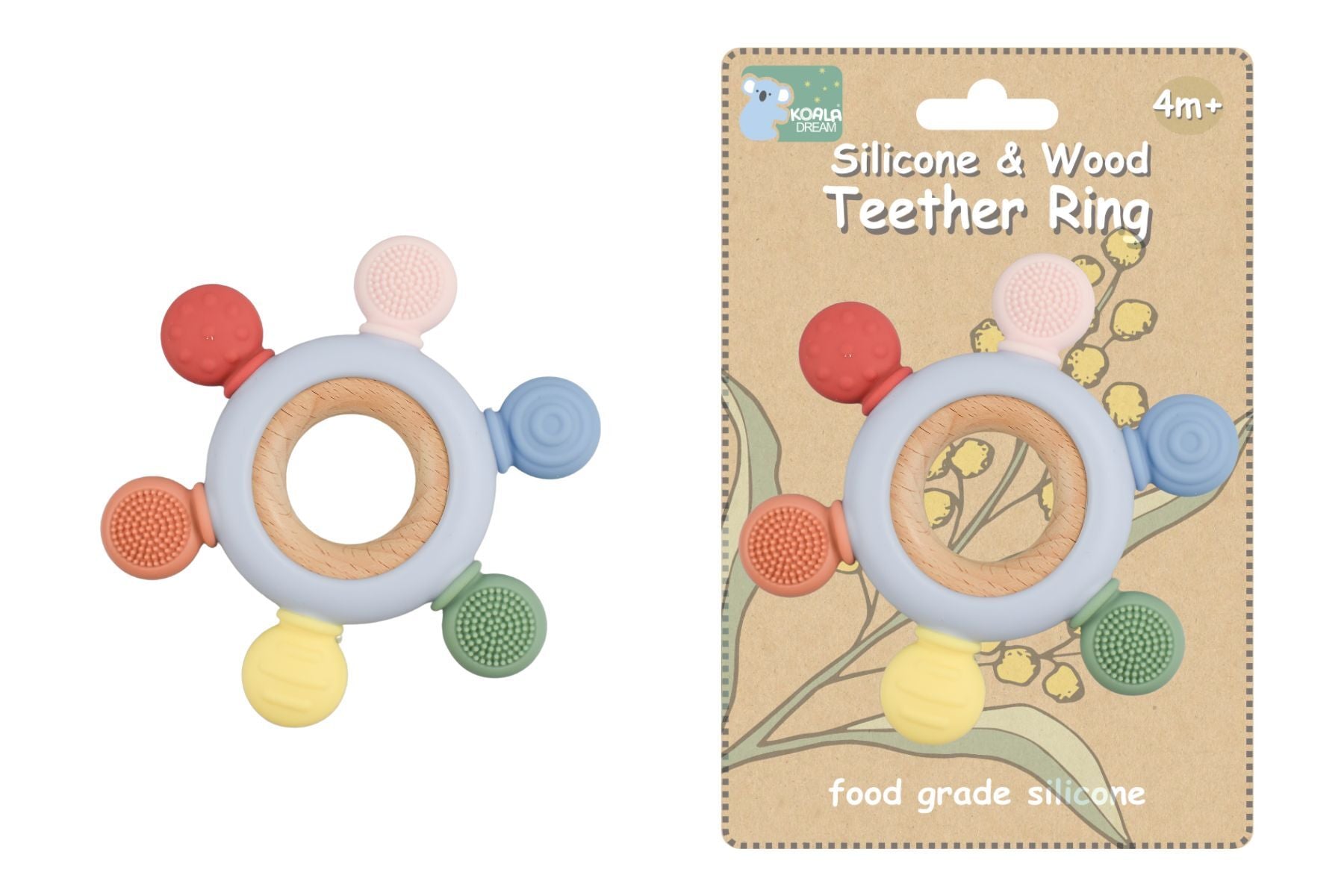 Koala Dream - Silicone & Wooden Multi-Surface Teething Ring