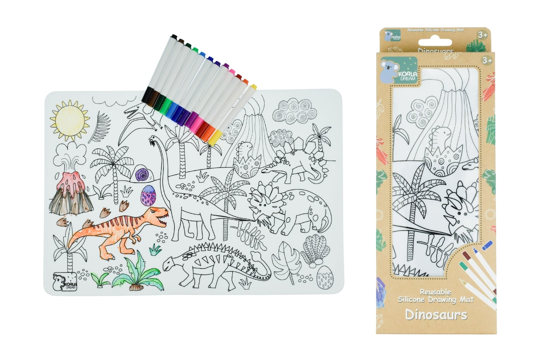 Koala Dream - Reusable Silicone Drawing Mat - Dinosaurs