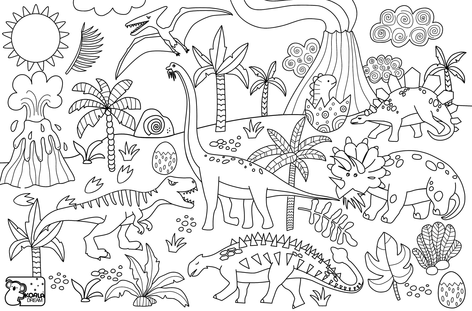 Koala Dream - Reusable Silicone Drawing Mat - Dinosaurs