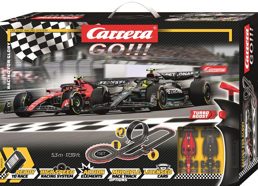 Racing for Glory F-1 Ferrari & Mercedes AMG Slot Car Set