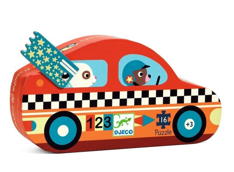 Djeco - The Racing Car - 16 Piece Silhouette Puzzle