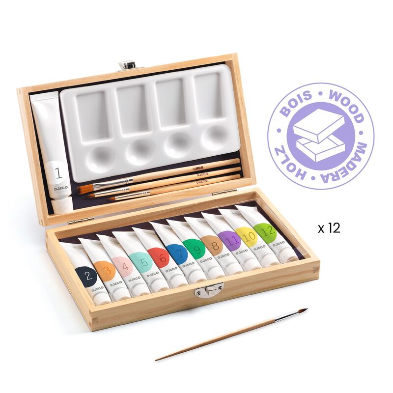 Artist's Box with 12 Gouaches Tubes