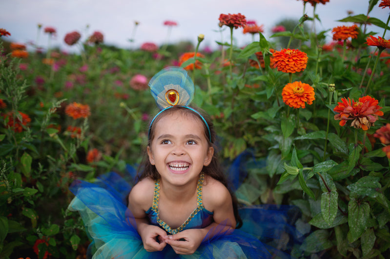 Pretty Peacock Dress & Headband (5-6 Years)