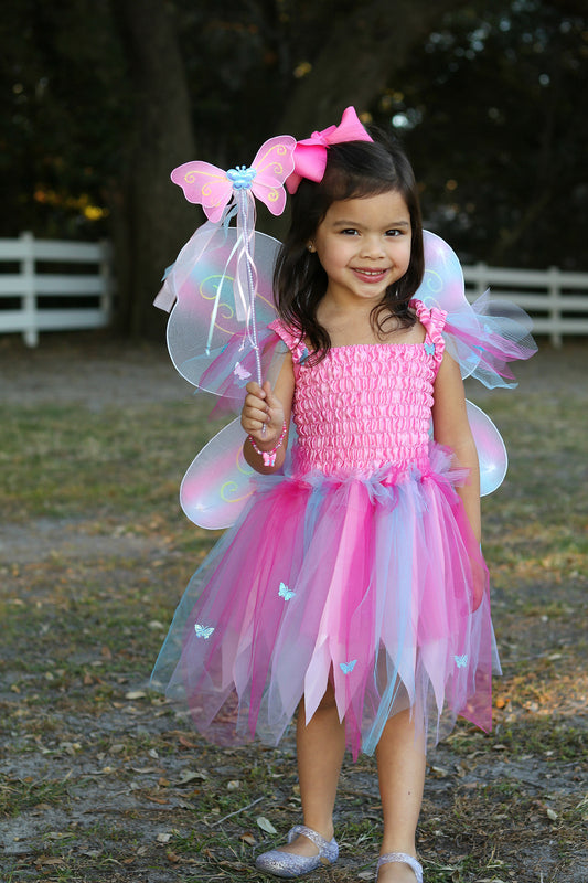 Pink Butterfly Dress & Wings with Wand (5-6 Years)