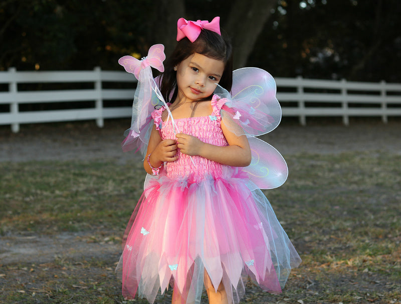 Pink Butterfly Dress & Wings with Wand (5-6 Years)