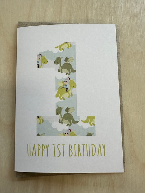 1st Birthday Card - Dragons