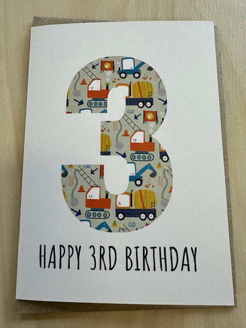 3rd Birthday Card - Construction