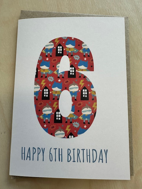 6th Birthday Card - Superhero