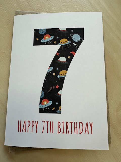 7th Birthday Card - Space