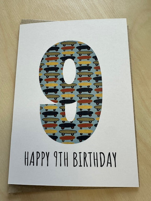 9th Birthday Card - Skateboards