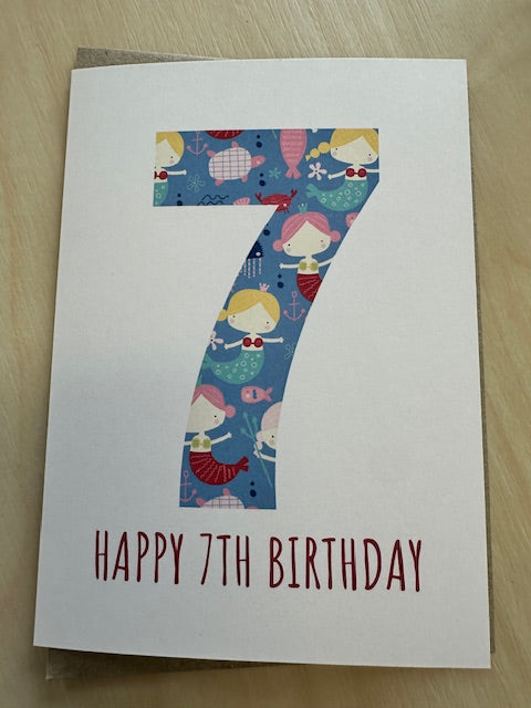 7th Birthday Card - Mermaids