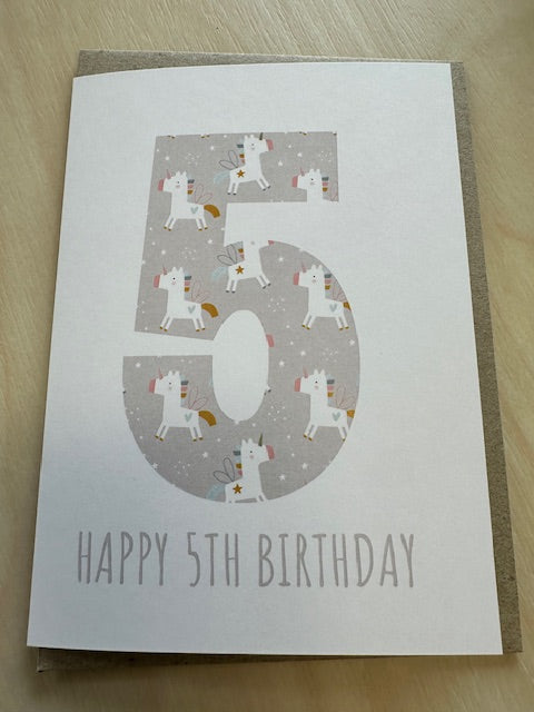 5th Birthday Card - Unicorn