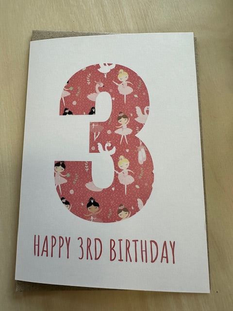 3rd Birthday Card - Swan Lake