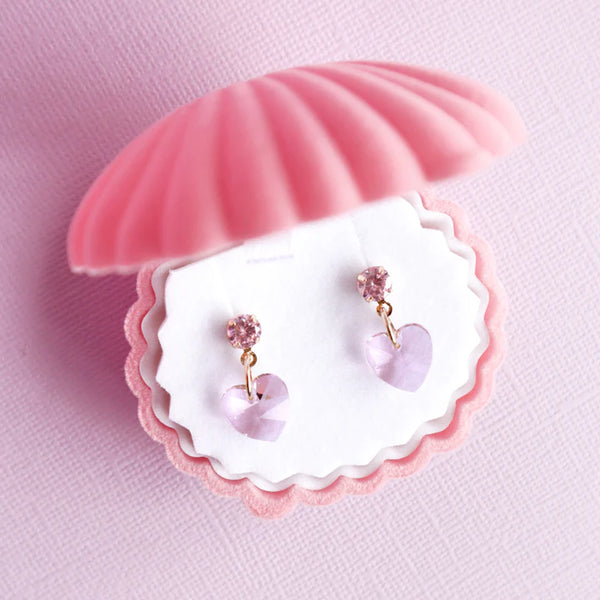 Lauren Hinkley - Blush Pink Jewel Heart Earrings
