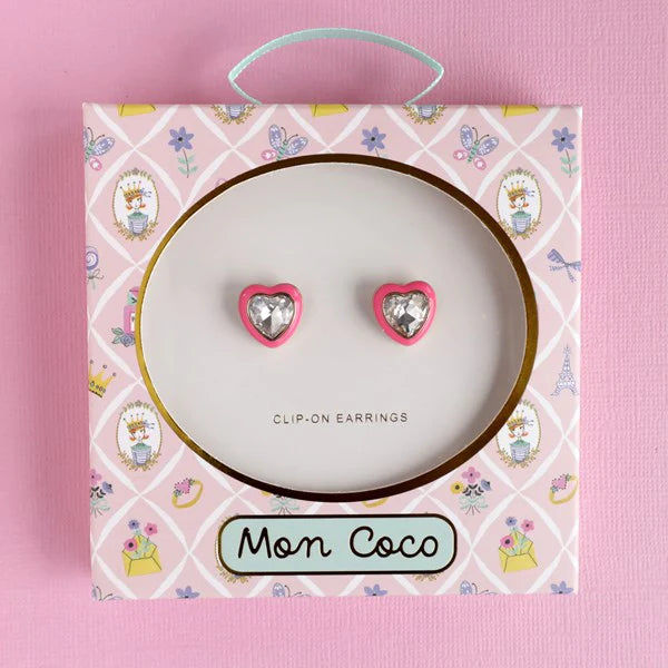 Mon Coco - Bling Heart Clip-On Earrings