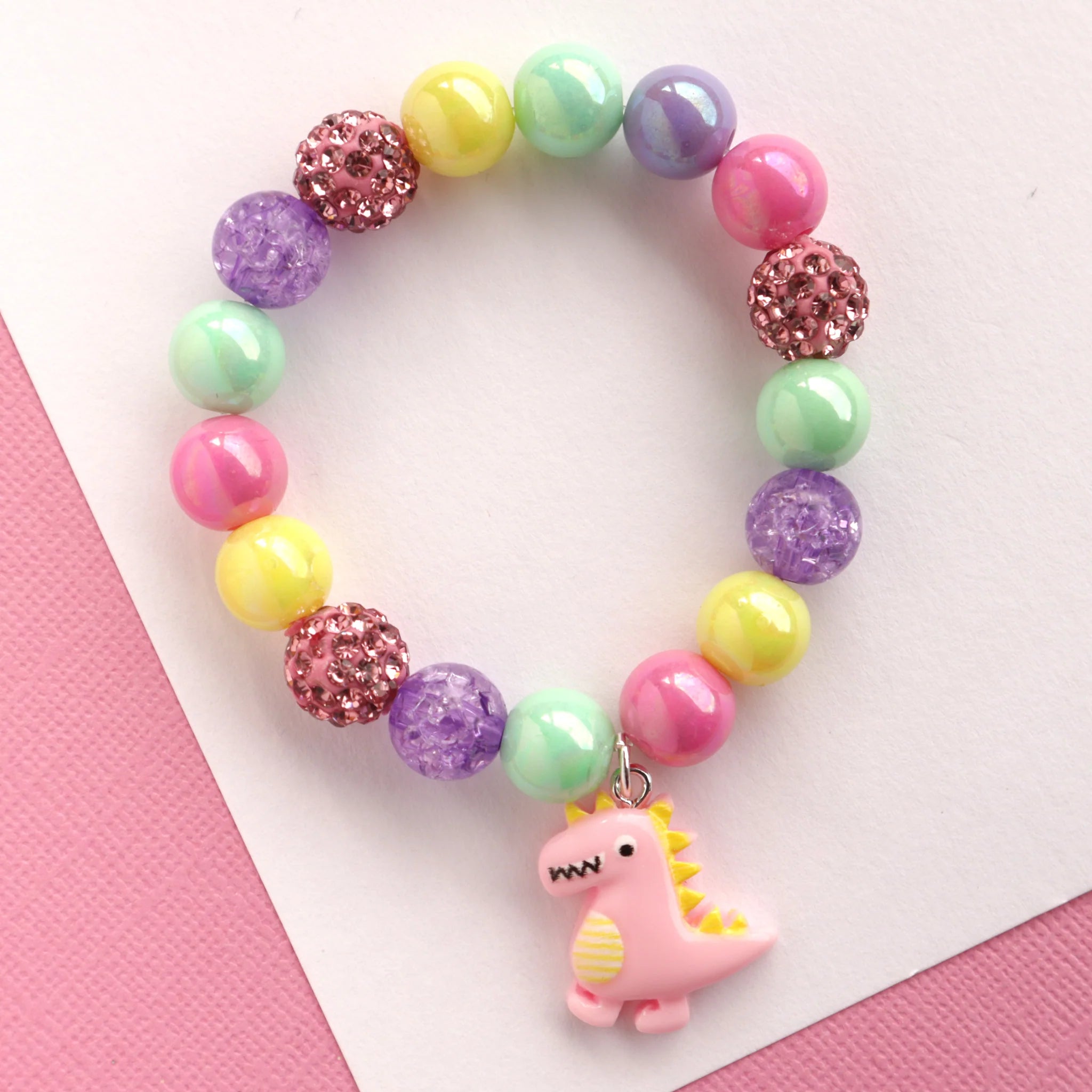 Mon Coco - Pink Dinosaur Elastic Bracelet