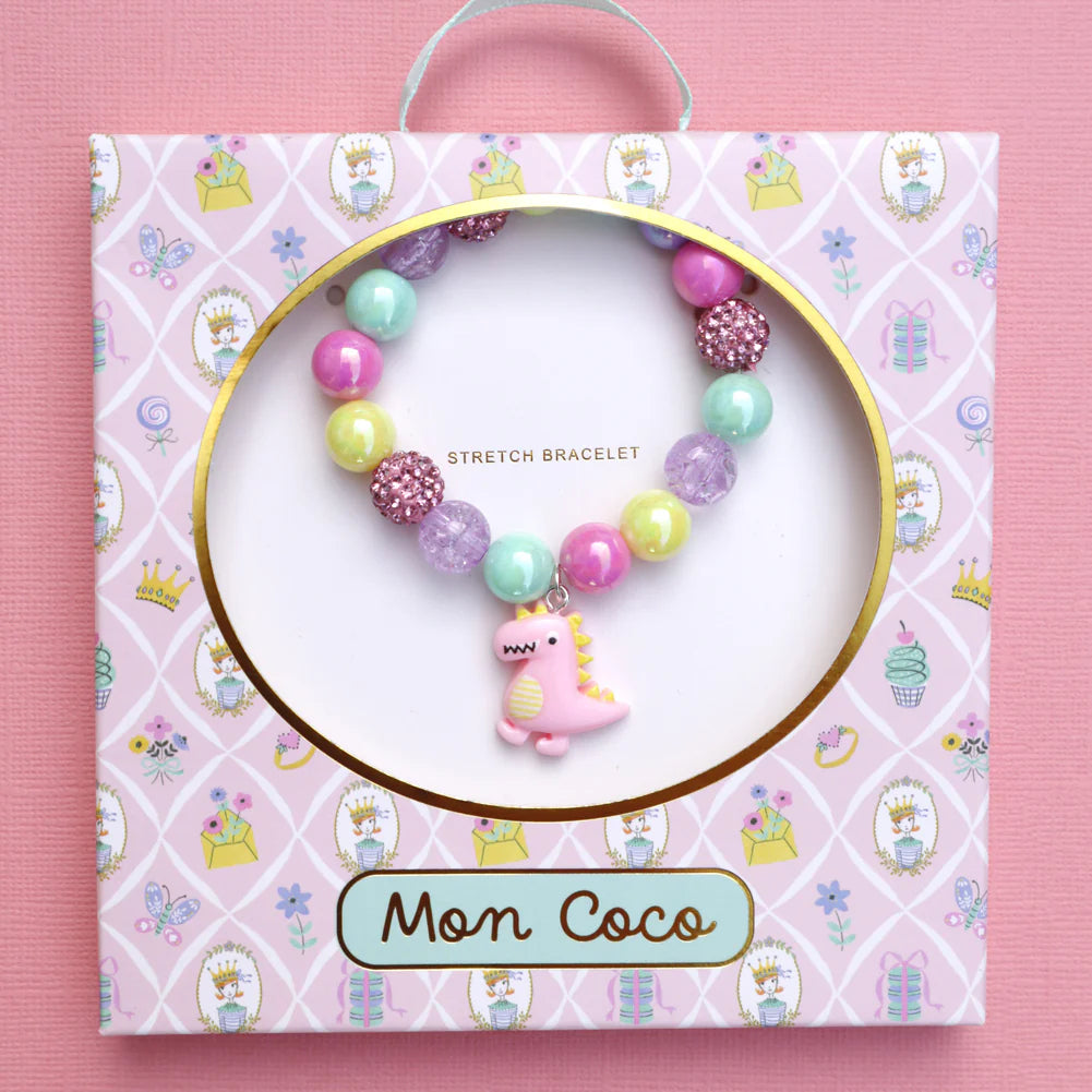 Mon Coco - Pink Dinosaur Elastic Bracelet