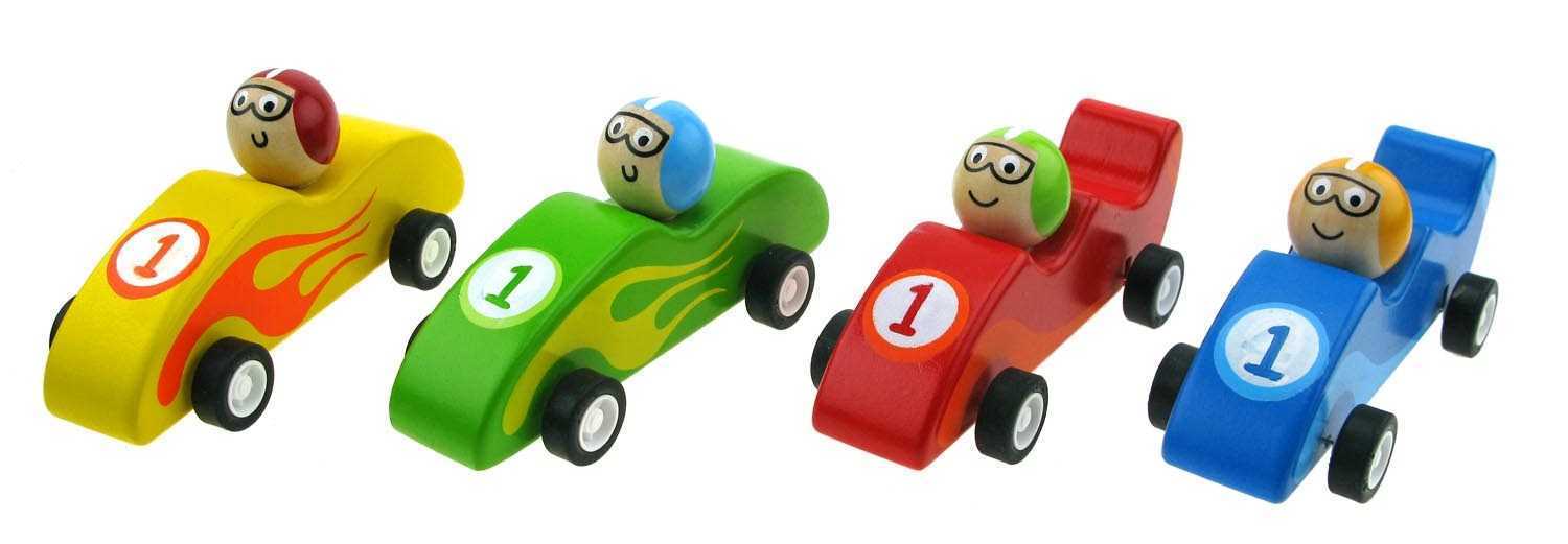 Wooden Pull-back Racing Car