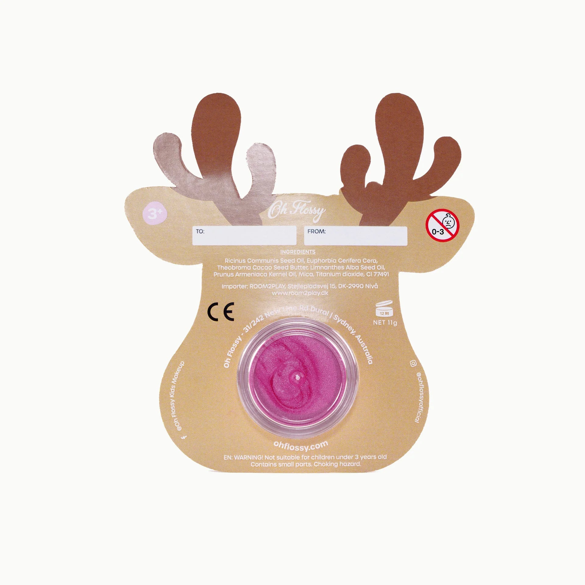 Lipstick Stocking Stuffer - Rudolf Pink Ears with Flowers