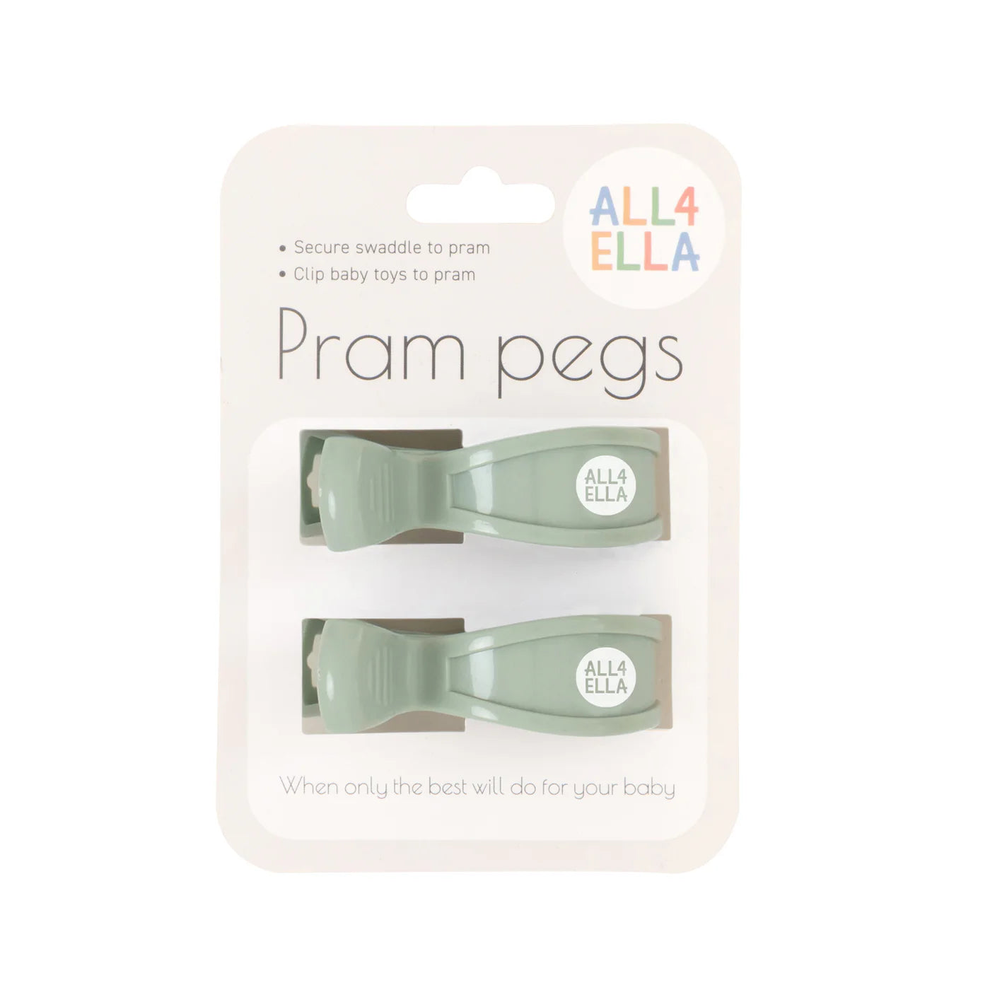 2 Pack Pram Pegs - Sage