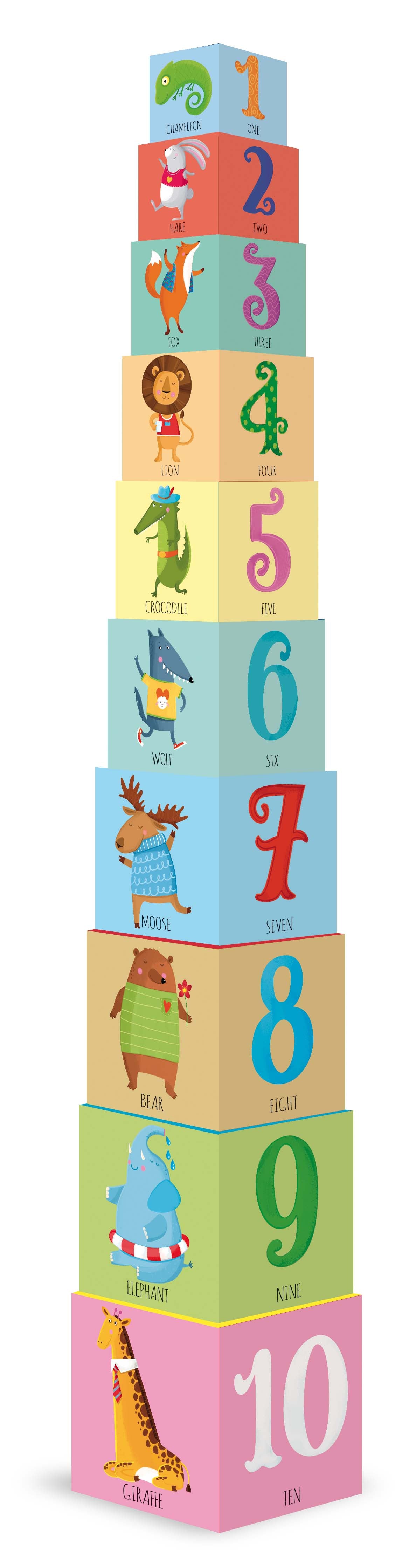 Edu-Blocks - Animals Stacking Blocks & Book Set