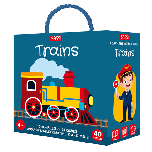 3D Puzzle & Book Set - Learn the Words with Trains