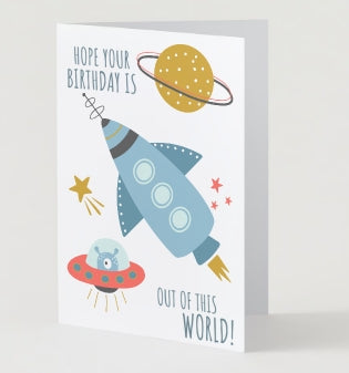 Birthday Card - Rocket - Out of this World