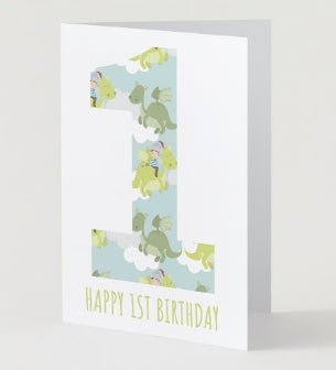 1st Birthday Card - Dragons