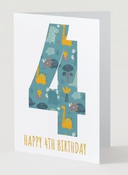 4th Birthday Card - Dinosaur