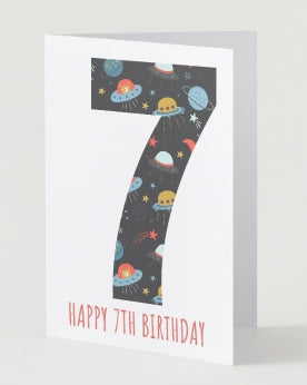 7th Birthday Card - Space