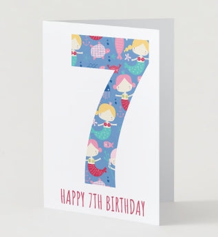 7th Birthday Card - Mermaids