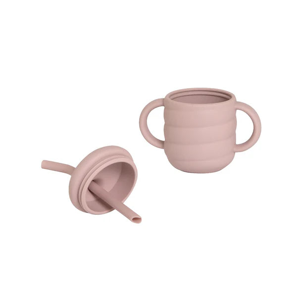 All4Ella - Silicone Sippy Cup with Straw - Dusty Pink