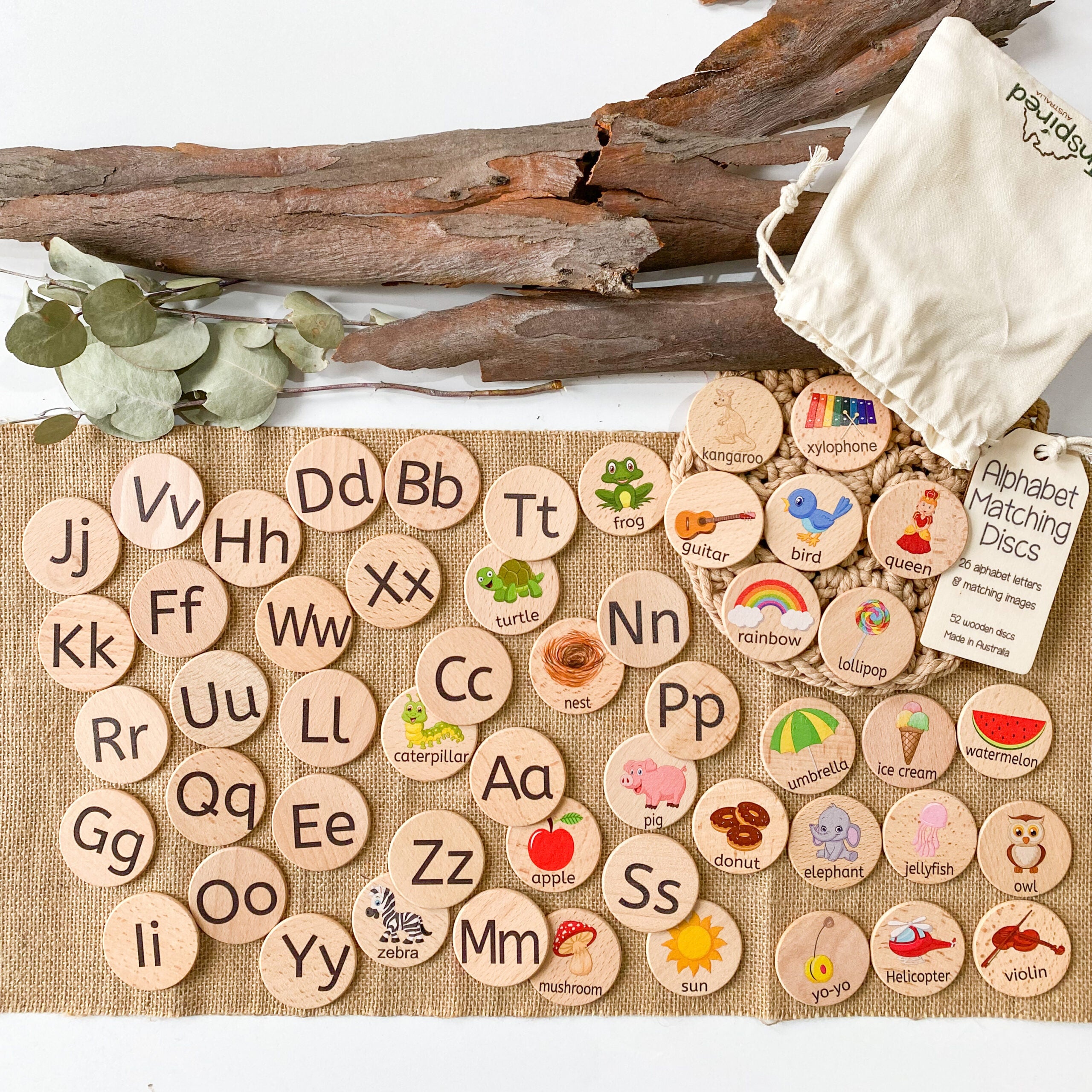 Wooden Alphabet Matching Discs