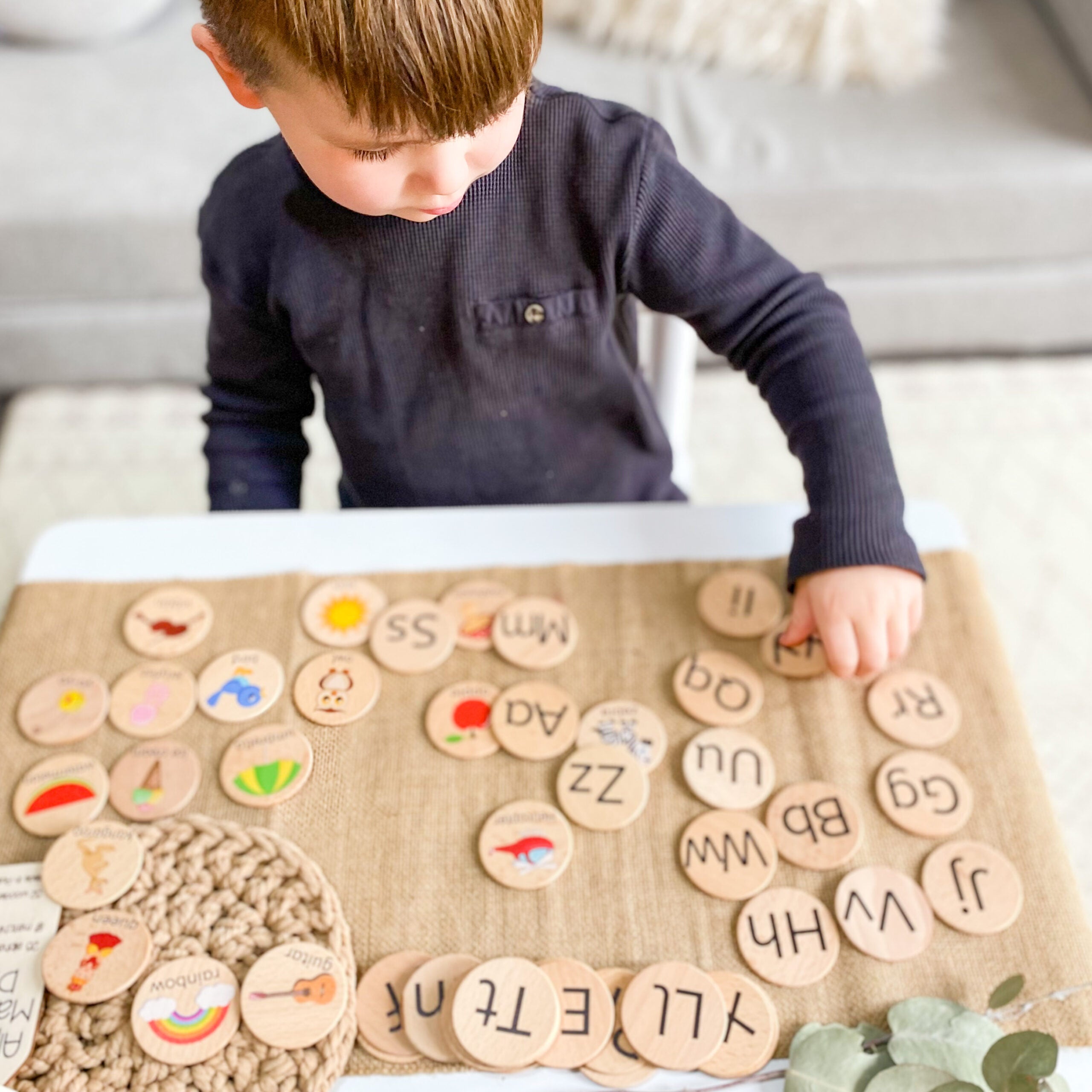 Wooden Alphabet Matching Discs