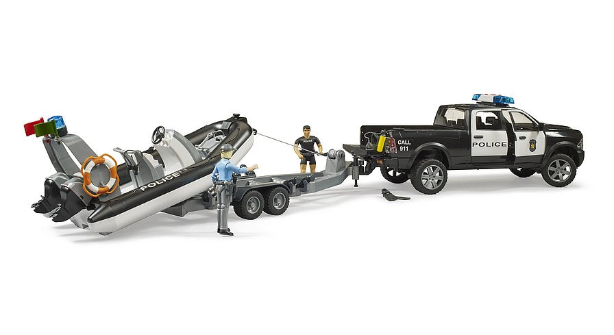 1:16 RAM 2500 Police Truck with Light & Sound Module, Boat & Figure (02507)